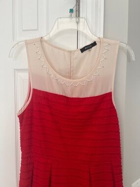 41 Hawthorn Red and Cream Midi Dress